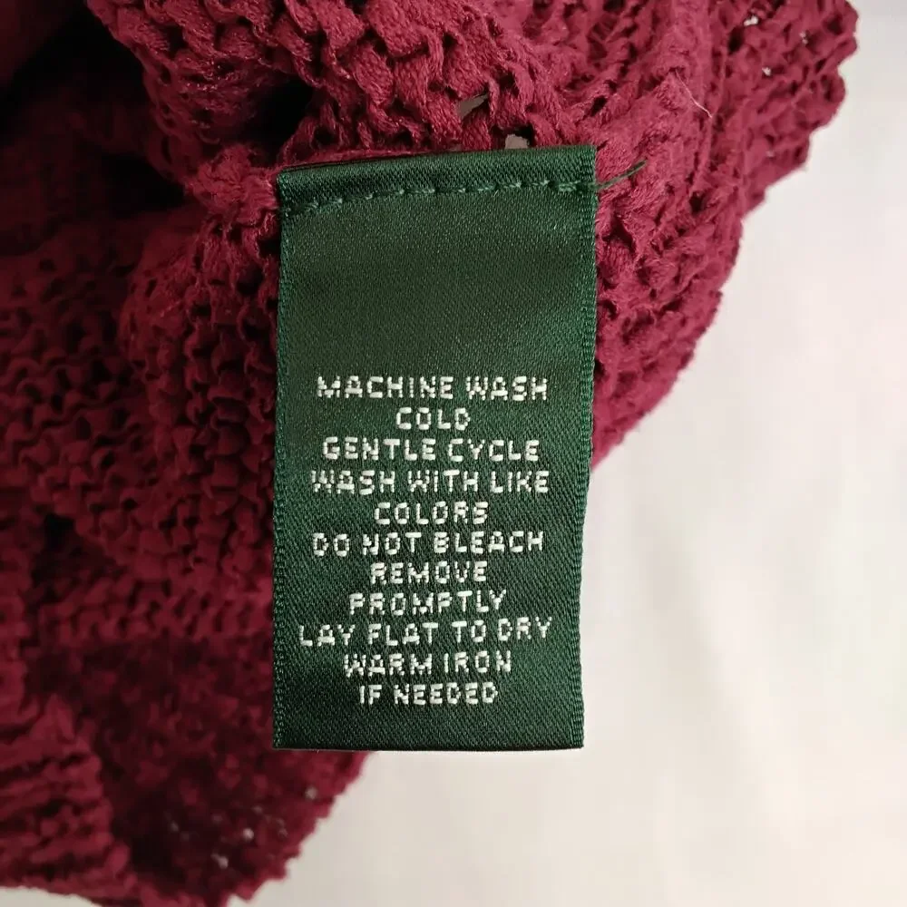 Lauren Ralph Lauren Cardigan Sweater Women's S Cropped Red Textured Knit #J5843